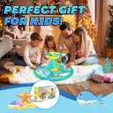 Ocean Sit and Spin Toys for Toddlers 1-3, 360 Rotation Sit n Spin, LED Light & Enlightenment Music, Ideal Christmas, Birthday Gift for Boy/Girl with 3PCS Suction Cup Spinner Toys (Blue)