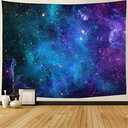 Lahasbja Galaxy Tapestry Blue Starry Sky Universe Space Tapestries Wall Hanging Mysterious Nebula Stars Backdrop for Living Room Dorm