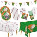 Baseball Party Supplies Kit for 24 - Complete with Dinner & Dessert Plates, Napkins, Cups, Banner & Tablecloth Baseball Birthday & Gameday CelebrationsBaseball Party Decorations & Favors