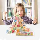 Wooden ABC Toy Building Blocks for Toddlers 1-3 36 PCS Wood Alphabet Number Blocks for Stacking Learning Preschool Educational Montessori Sensory Toys for Kids Boys Girls Gifts 1.7"