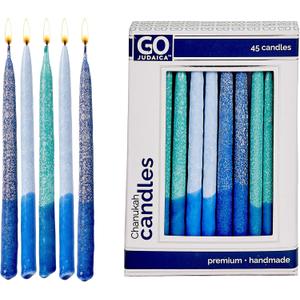 Dripless Hanukkah Candles | Blue & Teal Frosted Chanukah Bulk Candles Value 45 Pack | Standard Size Menorah Premium Quality Wax Jewish Holiday Party Favors Gifts, Decorations for All 8 Nights
