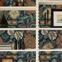 Yasinet Peel and Stick Wallpaper Boho Wallpaper Dark Blue Contact Paper Vintage Waterproof Removable Self-Adhesive Wall Paper for Bathroom/Bedroom/Shelves/Cabinet Vinyl 17.3  196.8  (Dack Blue and Clay Color)