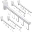 Tatuo 5 Pcs 16 Inch Waterfall Slatwall Hooks Slatwall Accessories Hooks and Hangers for Clothing Retail Garage Shop Display, Rectangular Tubing with 5 Hooks