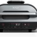 Ninja | Indoor Grill and Air Fryer| Foodi Smart XL | 6-in-1 Grill, Air Fry, Roast, Bake, Broil, Dehydrate & Crisp |Smart Thermometer & Splatter Shield | Dishwasher Safe Parts | Black/Silver | FG551