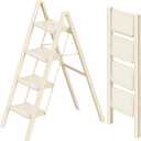 4-Step Folding Ladder Lightweight Alloy Steel Load Capacity 200kg Indoor Outdoor Foldable Stylish Step Stool Ladder Step Platform Portable Non-Slip Wide Foot Placement Safety Home Use