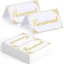 Lesnala 120Pcs Gold Foil Reserved Table Signs Double Sided Para Mesa Tent Card for Wedding Event Reception Seats and Places Accessories
