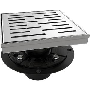 WEBANG 6 Inch Square Shower Drain Brushed Floor Drain with Flange Rainline Pattern Cover Grate Removable SUS304 Stainless Steel Watermark&CUPC Certified Brushed