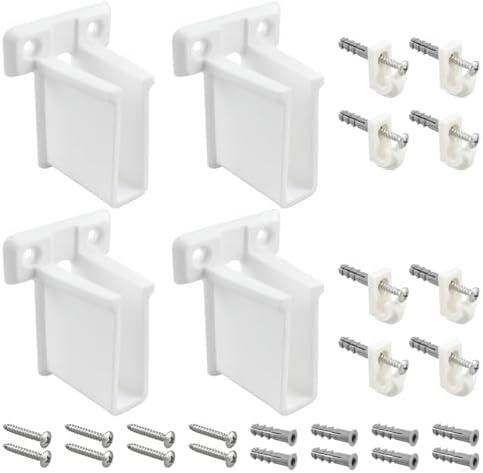 ZIUZI Wire Shelf End Bracket and White Down Wall Clips Kits, 4 Pcs White Plastic Closet Shelves Brackets and 8 Pcs Wire Shelf Loop Clip for Shelves Closet (Fasteners Included)