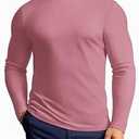 Vssjavun Mens Mock Turtleneck Long Sleeve Shirts Casual Slim Fit Undershirt Lightweight T-Shirt for Outdoor & Business (Red, M)