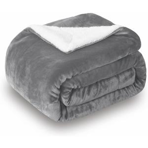SOCHOW Sherpa Fleece Throw Blanket, Double-Sided Super Soft Luxurious Plush Blanket TwinSize 60 inchx80 inch, Grey