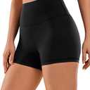 CRZ YOGA Women's Naked Feeling Biker Shorts - 3 Inches High Waisted Yoga Workout Running Spandex, Black, Large