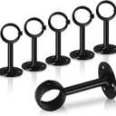TOKPLNU Ceiling Curtain Rod Bracket, Heavy Duty Ceiling Curtain Rod Holder Black 6 Pack Curtain Rods Hooks Hangers for Wall Drapery Closet Wardrobe Rod Brackets Support for 1 1/4-Inch Drape Poles