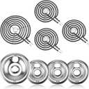 Stove Burner Drip Pan WB31T10010(6") WB31T10011(8") and Electric Stove Replacement Burner WB30M1(6") and WB30M2(8") Compatible for G-E Hot-point Ken-more Electric Range Stove by MIFLUS