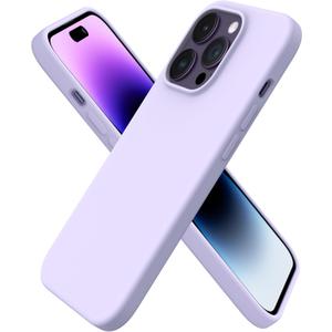 ORNARTO Compatible with iPhone 14 Pro Case 6.1, Slim Liquid Silicone 3 Layers Full Covered Soft Gel Rubber Phone Case Protective Cover with Microfiber Lining 6.1 inch-Pastel Lilac