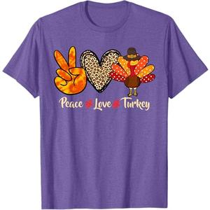 Peace Love Turkey Little Pilgrim Thanksgiving Womens Girls T-Shirt, XS
