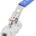 1/2"304 Stainless Steel Full Port Ball Valve,NPT Female x Female Thread,1000 WOG,with Blue Vinyl Handle, Heavy Duty Shut Off Valve 1/2 inch for Water, Oil, and Gas with Locking Device