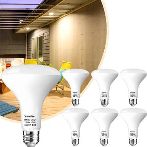 BR40 LED Light Bulbs 3000K Dimmable Warm White Long Lasting, 6 Pack High Output BR40 Led Light Bulbs 17W 120V Equivalent 100W, No Flicker E26 Base BR 40 Flood Lights Indoor & Kitchen Lighting