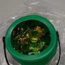 4E's Novelty 5 Inch St Patricks Day Pot of Gold Decorations with 100 Lucky Coins - Green Pot of Gold Cauldron Plastic Bucket for Leprechaun Decorations, Green & Gold Coins Plastic