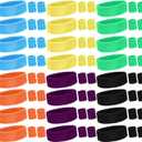 72Pcs Neon Headbands Sweatbands Bulk, Include 24 Sports Headband and 48 Sweat Wristband Set for Men Women Tennis Basketball Outdoor Athletic Sports Games Competitions Gym