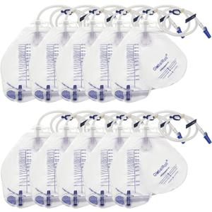 Urinary Drainage Bag with Anti-Reflux Chamber, Urine Bag with 2000 mL Volume, 48" Drainage Tube, Clips and Hanging Hook, Professional Urinary Bag for Home and Hospitals Health Aids,10 Pack