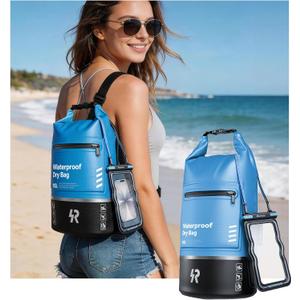 10L Waterproof Dry Bag, [Upgraded Waterproof & Tearproof] with Bonus Phone Waterproof Case, Roll Top Floating Waterproof Storage Bag for Kayaking, Beach, Fishing, Gym, Camping Outdoor