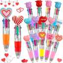 16Pcs 4 in 1 Mini Valentines Multicolor Ballpoint Pens Cartoon Cute Pens Bulk for Kids Retractable Ballpoint Pen 0.7mm for School Home Office Stationery or Fun for Children