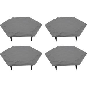 4Pcs Large Stepping Stones,Outdoor Stepping Stones with 24pcs Ground Stakes,Outside Flooring Pavers Decorative for Garden Yard Lawn Pathway Walk Way (Grey)