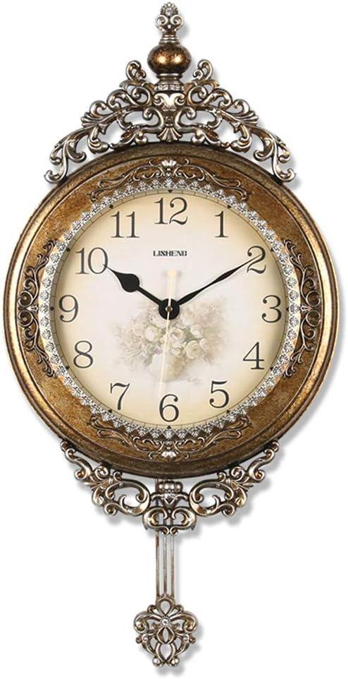 SHISEDECO Elegant, Traditional, Decorative, Hand Painted Modern Grandfather Wall Clock Fancy Ethnic Luxury Handmade Decoration, Swinging Pendulum for New Room or Office. Large. 29.5 Inch. (Copper)
