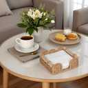 CubesLand Scalloped Napkin Holder for Table, Farmhouse Warming Home Kitchen Decor, Paper Rope Flat Napkin Dispenser Guest Towel Tray for Bathroom, Disposable Napkin Basket for Dining Table, Neutral (Luncheon)