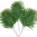 CLONG 12pcs Artificial Palm Leaves Tropical Plants Faux Fake Palm Fronds Plant (Green)
