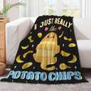 I Just Really Like Potato Chips Blanket Food Potato Blanket Soft Comfy Flannel Blankets Plush Cozy Throw Blanket for Couch Picnic Travel Outdoor Indoor Unisex 50x40in for Children