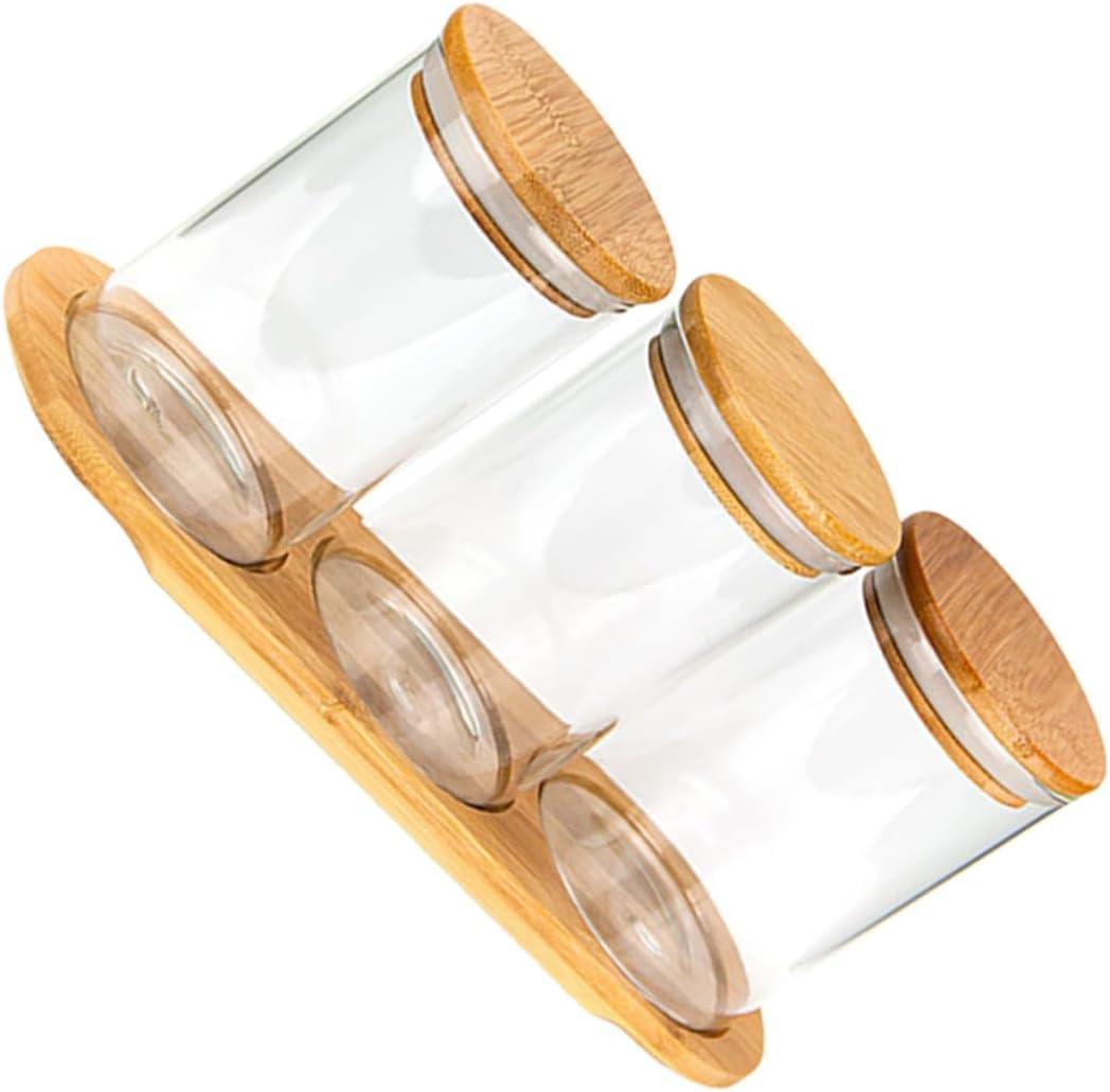 Toyvian Glass Spice Jars with Base Airtight Sealed Food Storage Containers for Kitchen Handmade Food-grade Glass Holder for Salt Pepper Sugar and Spices Multifunctional Canister