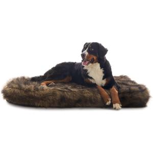 Laifug Large Faux Fur Dog Bed,5-inch Thick Grade Orthopedic Memory Foam Dog Bed(50"x30"x5"),Removable Cover with Anti-Slip Bottom,Waterproof Liner