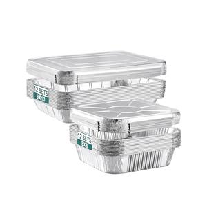 NEEBAKE 24 Pack Disposable Aluminum Pans with Lids Combo Set- 12 Large 9x13 Foil Pans Half Size & 12 Small 8x8 Tin Foil Baking Pans, Tin Trays Containers for Meal Prep, Food Cooking, Roasting, Heating