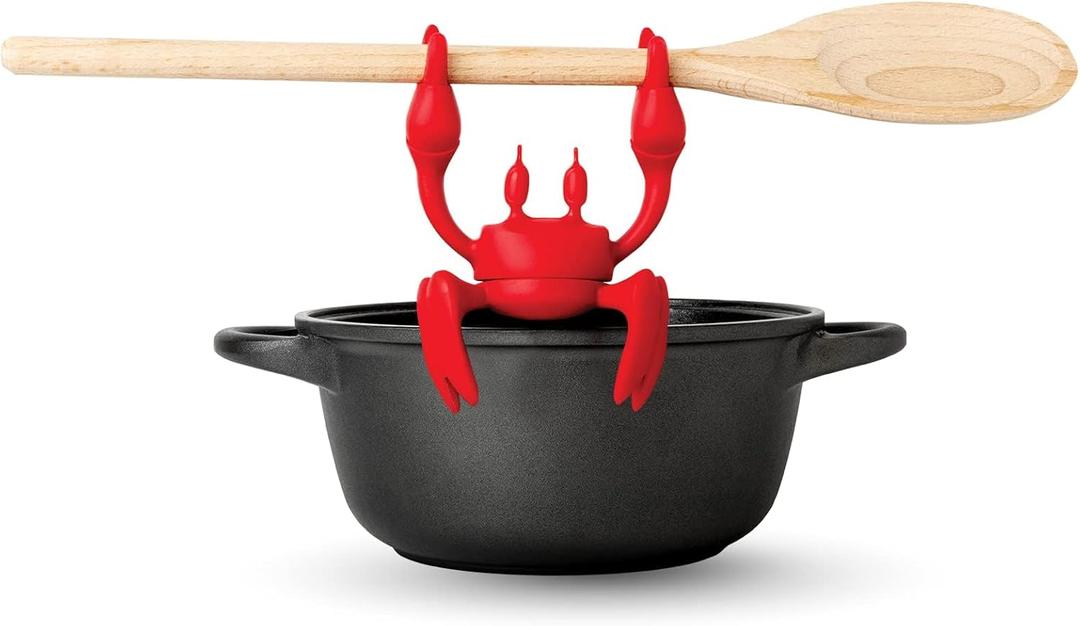 OTOTO Red The Crab Silicone Utensil Rest - Kitchen Gifts, Silicone Spoon Rest - Heat-Resistant Kitchen - Steam Releaser, Chopstick Rests & Holders