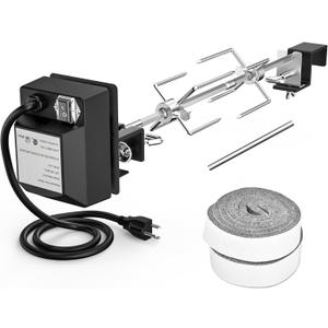 Skyflame Stainless Steel Rotisserie Kit with Heavy Duty Rotisery Motor & Accessories - Compatible with Large BGE | Kamado Joe | Pit Boss & Other Outer Diameter 21.5"-23", 28"-29.5" Ceramic Grill