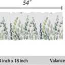Sage Green Eucalyptus Leaf Curtain Valances for Windows Spring Summer Farmhouse Leaves Kitchen Curtains 54x18 Inch Short Rod Pocket Valance 1 Panel for Living Room Bathroom Bedroom Decor