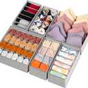 6 Pack Fabric Drawer Organizer/Divider Set for Clothing, Socks, Underwear, Bra, Baby Clothes, Bathroom Storage Solutions, Junk Drawer Reset Organizer