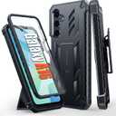 FNTCASE for Samsung Galaxy A16-5G Case: Military Grade Rugged Cell Phone Cover with Kickstand & Holster | Shockproof TPU Protection Bumper Matte Textured Design for Galaxy A16 Cases 6.7 inch - Black