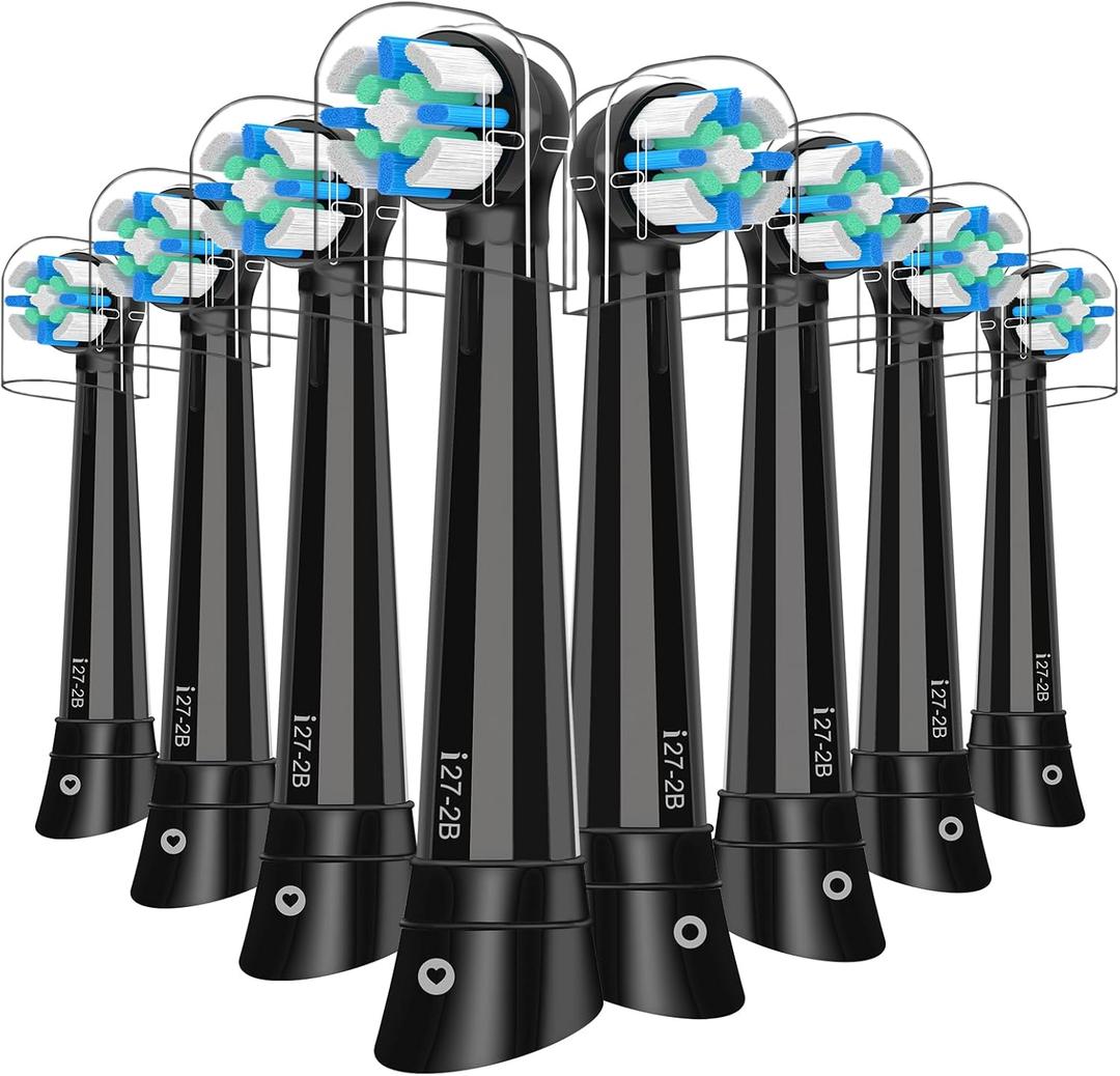 8 Pcs IO Replacement Heads Compatible with Oral B IO 2/3/4/5/6/7/8/9/10/Deep Clean Series Electric, Toothbrush Heads with Medium Bristles Compatible with Oral B IO (Black)