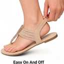 DREAM PAIRS Women's Elastic Strappy String Thong Ankle Strap Summer Gladiator Sandals (Beige), 8.5