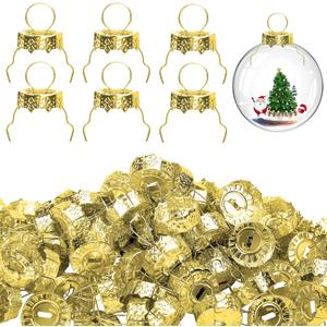 100 Pieces Round Christmas Ornament Caps - Replacement Ornament Hangers for Christmas Tree, Porcelain, Ceramic or Glass Decoration, DIY Decorations (Gold-3/4inch)