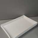 US Acrylic White Plastic Serving Trays (Set of 4) 15 x 10 | Large Unbreakable Reusable Rectangular Party Platters | Serve Appetizers, Fruit, Veggies, & Desserts | BPA-Free & Made in USA