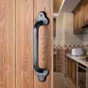 2 Packs Rustic Gate Handle,9 Inch Cast Iron Sliding Barn Door Handle, Black Vintage Metal Gate Pull Handle Fence Handle Antique Long Cabinet Handles for Interior, Drawer, Outdoor, Garage, Closet