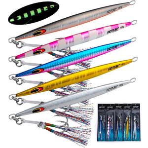 Goture 5pcs Vertical Fishing Jigs - Saltwater, Luminous Slow Jigging with Japan Import Laser Lead Vertical Jigs 2.82/5.64/7.05 Oz