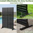 Outdoor Privacy Screen 60" H HDPE Decorative Panel Freestanding Privacy Fence with Stand, Privacy Screens with Louvered 5 Panels, Weather-Resistant Panel Fence for Patio, Balcony, Pool, Black