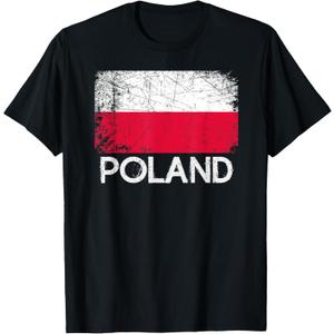 Polish Flag | Vintage Made in Poland Polska Gift T-Shirt, XL