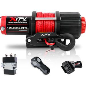 12V 4500 lb Winch Electric Winch for Towing ATV/UTV Off Road with Wireless Remote Control Mounting Bracket and Wired Handle,Waterproof IP67(Synthetic Rope) (Black)