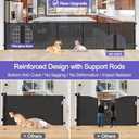 Reinforced 42 Inch Extra Tall Pet Gate with Support Rods, 96" Wide Retractable Baby Gate, Prevent Crawling Under Extra Tall Retractable Dog Gate Indoor Retractable Gate Outdoor Gates for Decks, Black