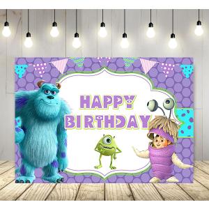 Purple Monster Inc Backdrop for Birthday Party Supplies 5x3ft Monster Inc Boo Theme Baby Shower Banner for Birthday Party Cake Table Decoration HM548E